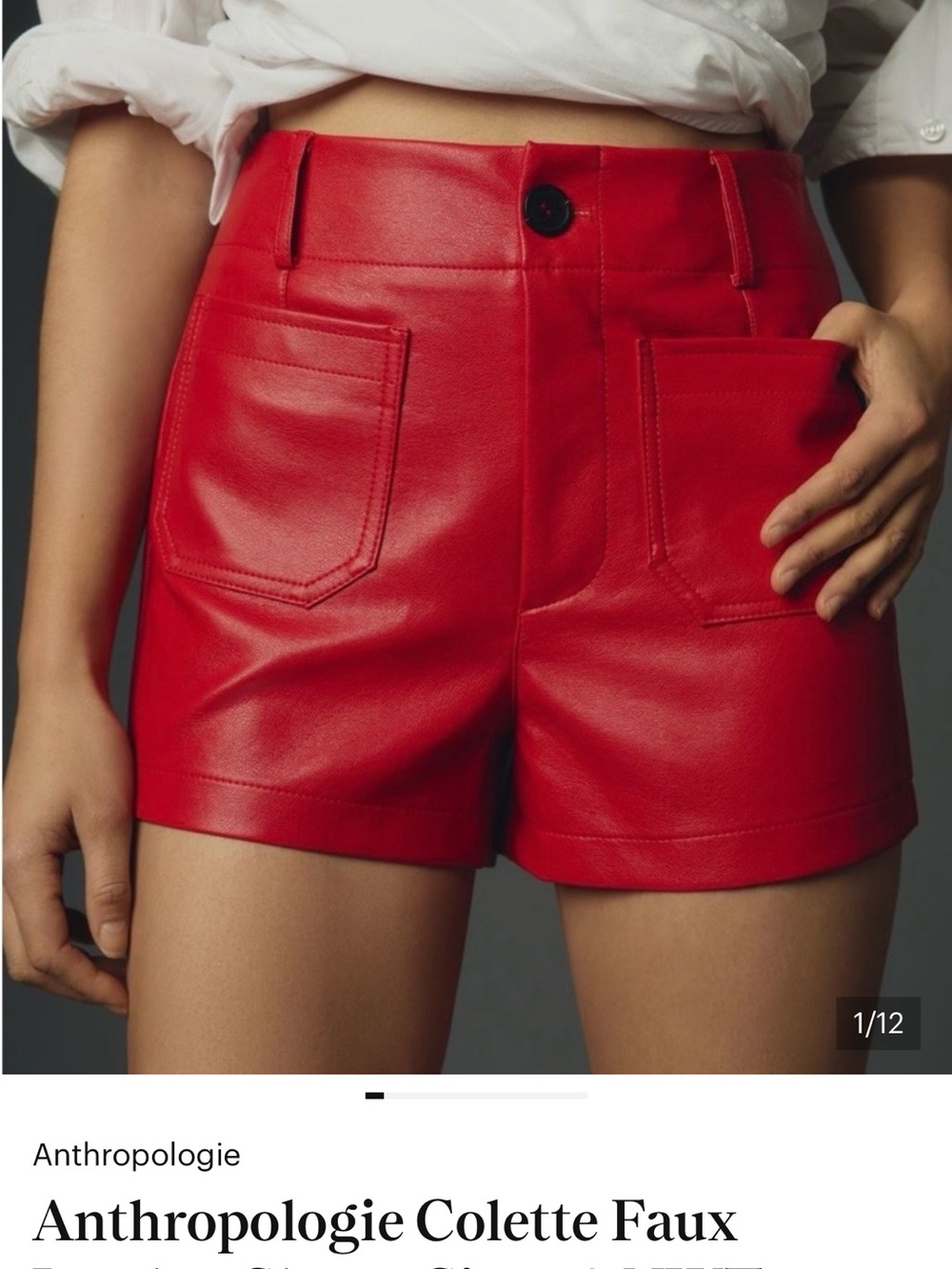 NWT Maeve Anthropologie The Colette Red Faux Leather High Waisted Shorts 28 New